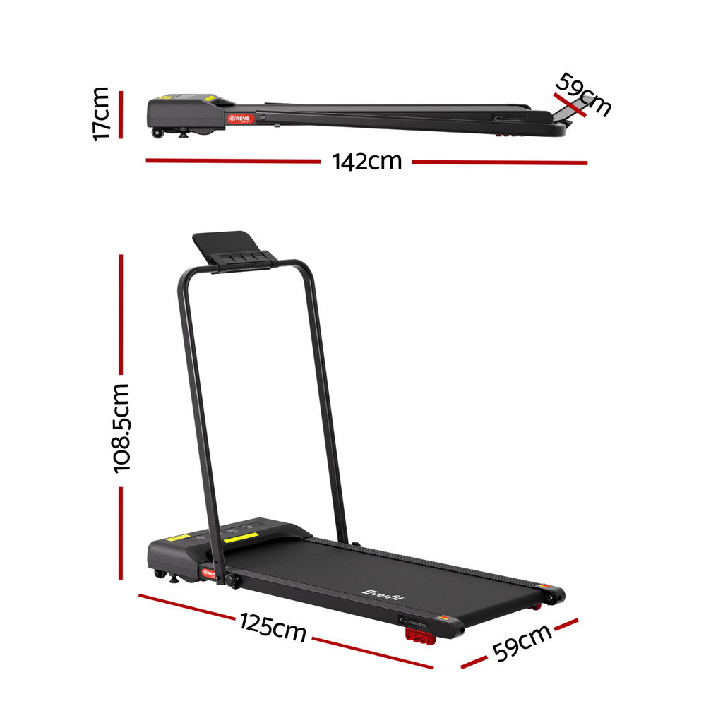Everfit Treadmill Electric Walking Pad Incline Under Desk 380mm Black