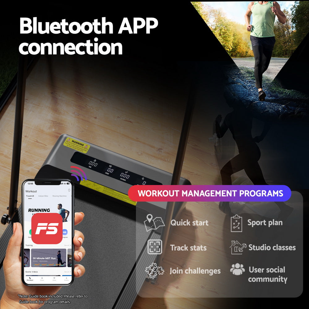 Everfit Treadmill Electric Walking Pad Incline Under Desk 380mm Black