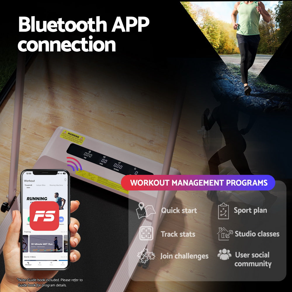 Everfit Treadmill Electric Walking Pad Incline Under Desk 380mm Pink