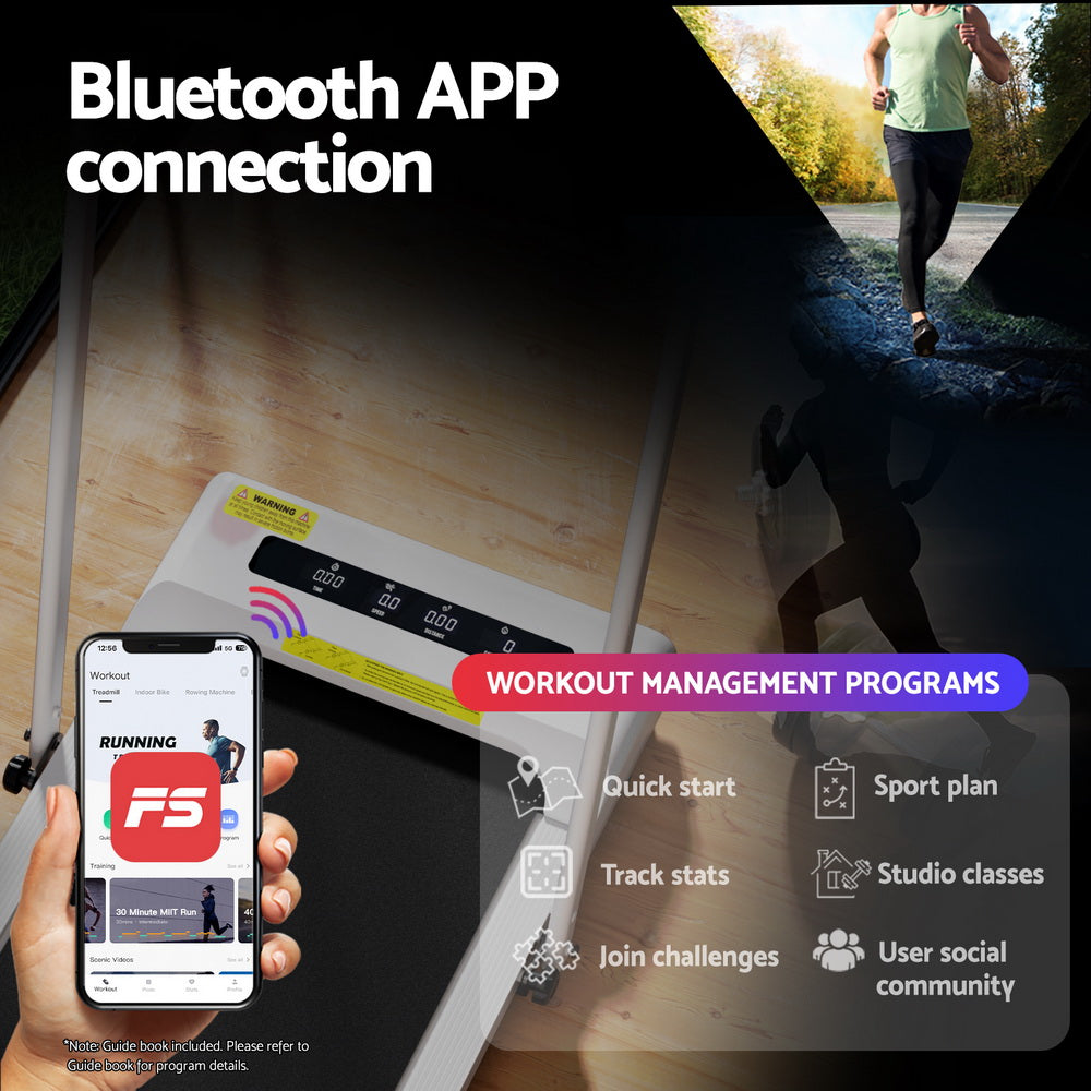 Everfit Treadmill Electric Walking Pad Incline Under Desk 380mm White