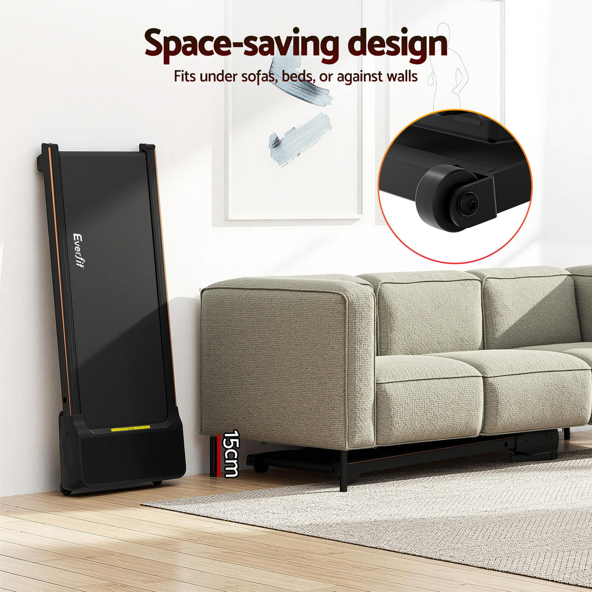 Everfit 3 in 1 Walking Pad Treadmill 20% Auto Incline Under Desk Treadmills for Home Gym With 40cm Wide Belt