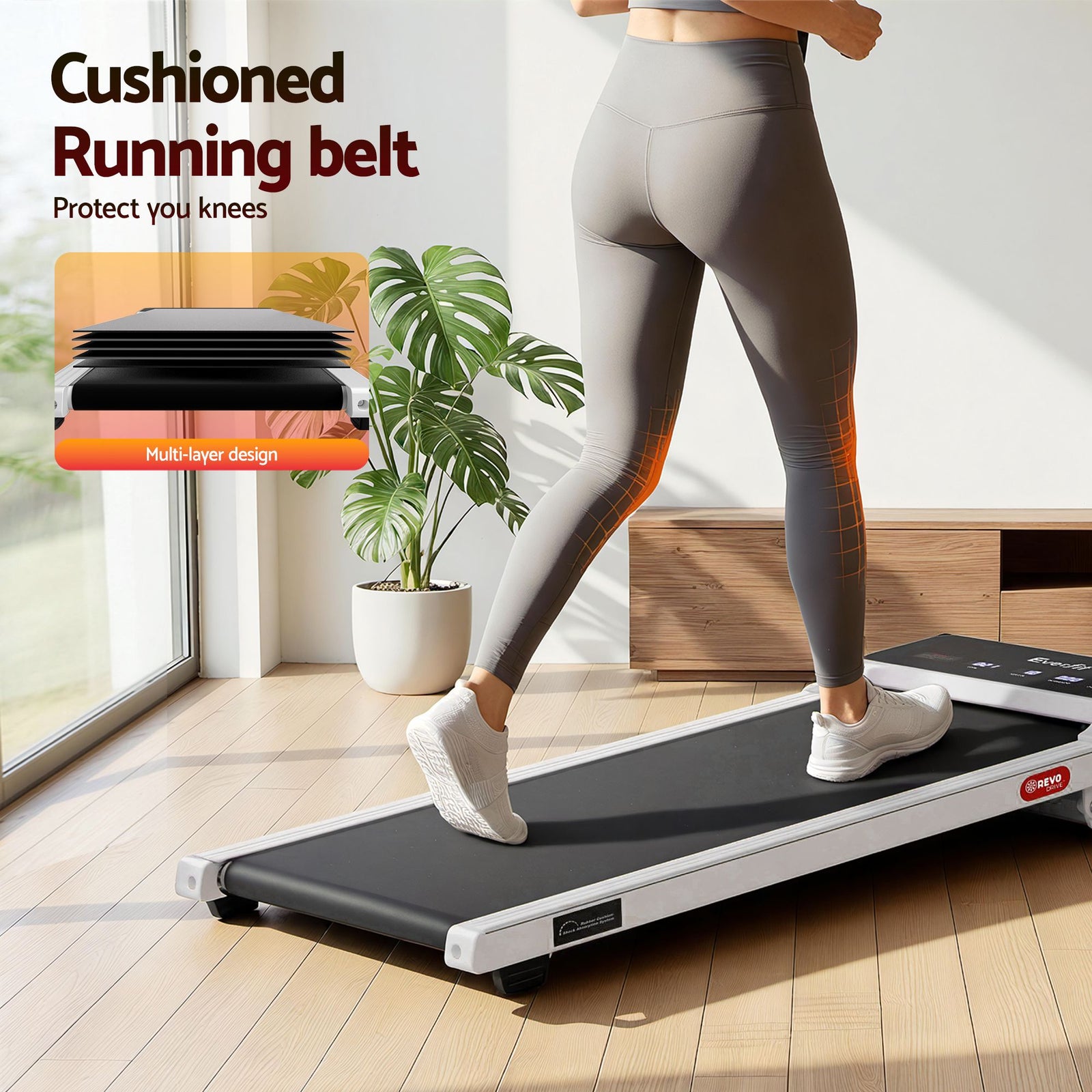 Everfit 3 in 1 Walking Pad Treadmill 20% Auto Incline Under Desk Treadmills for Home Gym With 40cm Wide Belt White