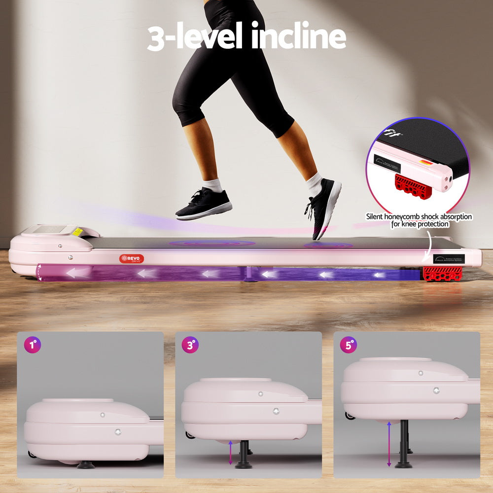 Everfit Treadmill Electric Walking Pad with Incline Under Desk Home Gym Pink