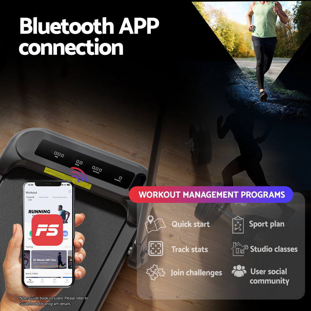 Everfit Treadmill Electric Walking Pad with Incline Foldable for Home Gym Black