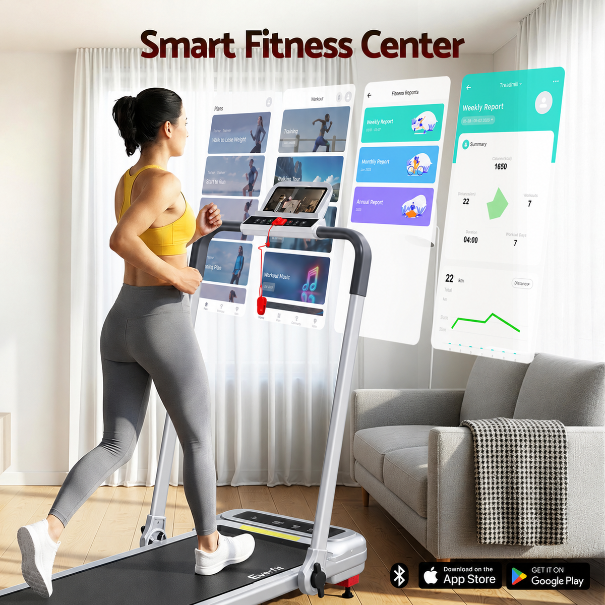 Everfit 3 in1 Treadmill Electric Walking Pad with Incline Foldable for Home Gym Silver