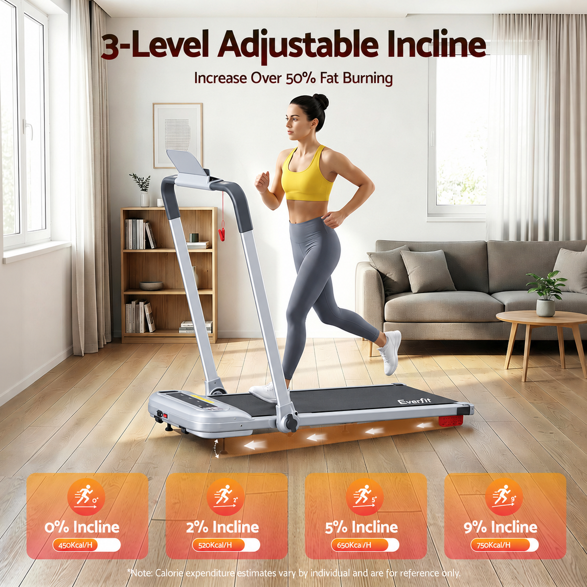 Everfit 3 in1 Treadmill Electric Walking Pad with Incline Foldable for Home Gym Silver