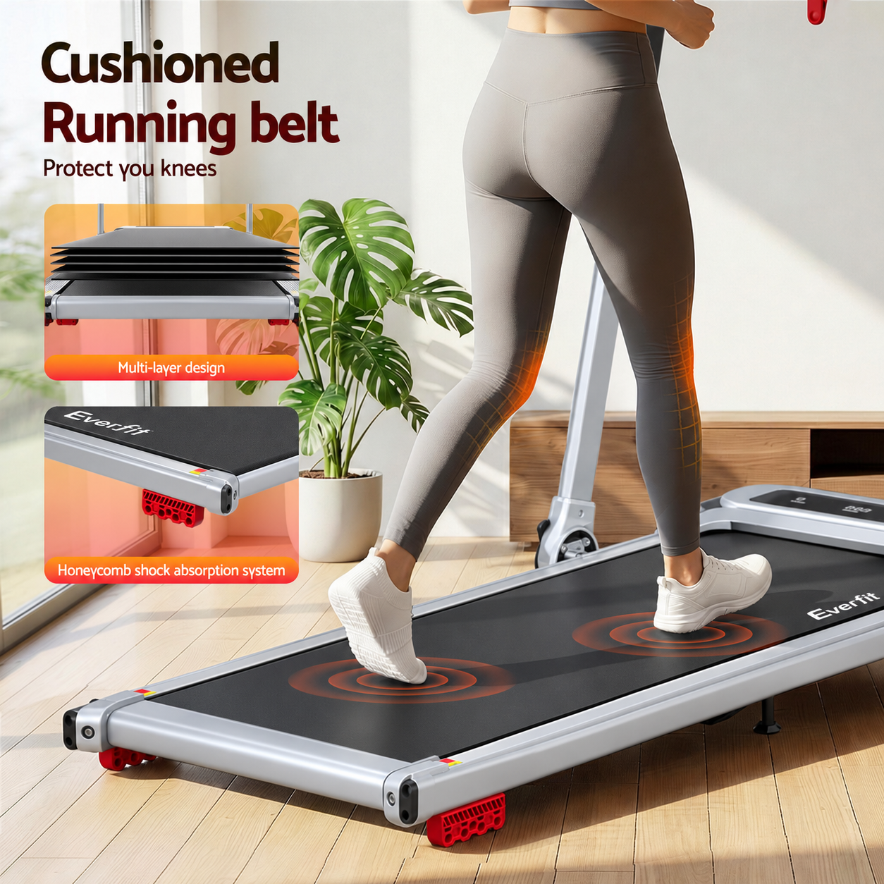 Everfit 3 in1 Treadmill Electric Walking Pad with Incline Foldable for Home Gym Silver