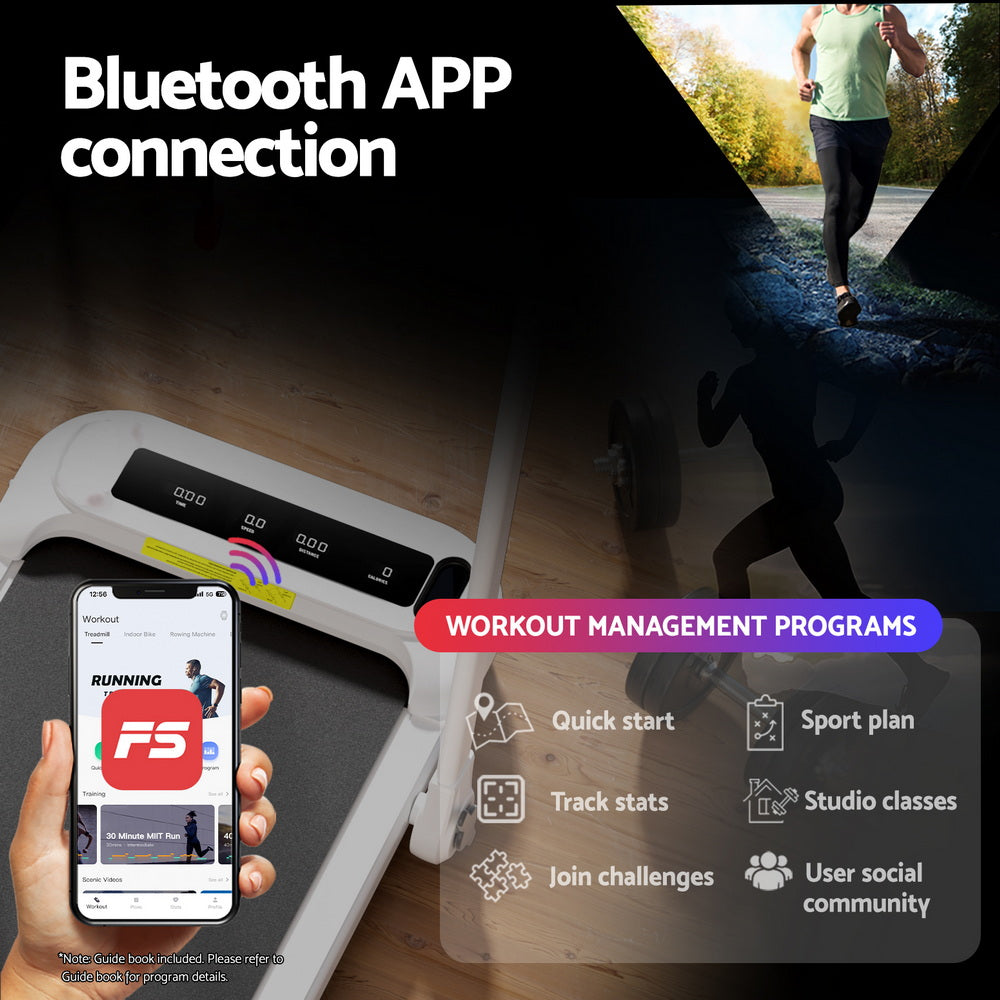 Everfit Treadmill Electric Walking Pad with Incline Foldable for Home Gym White