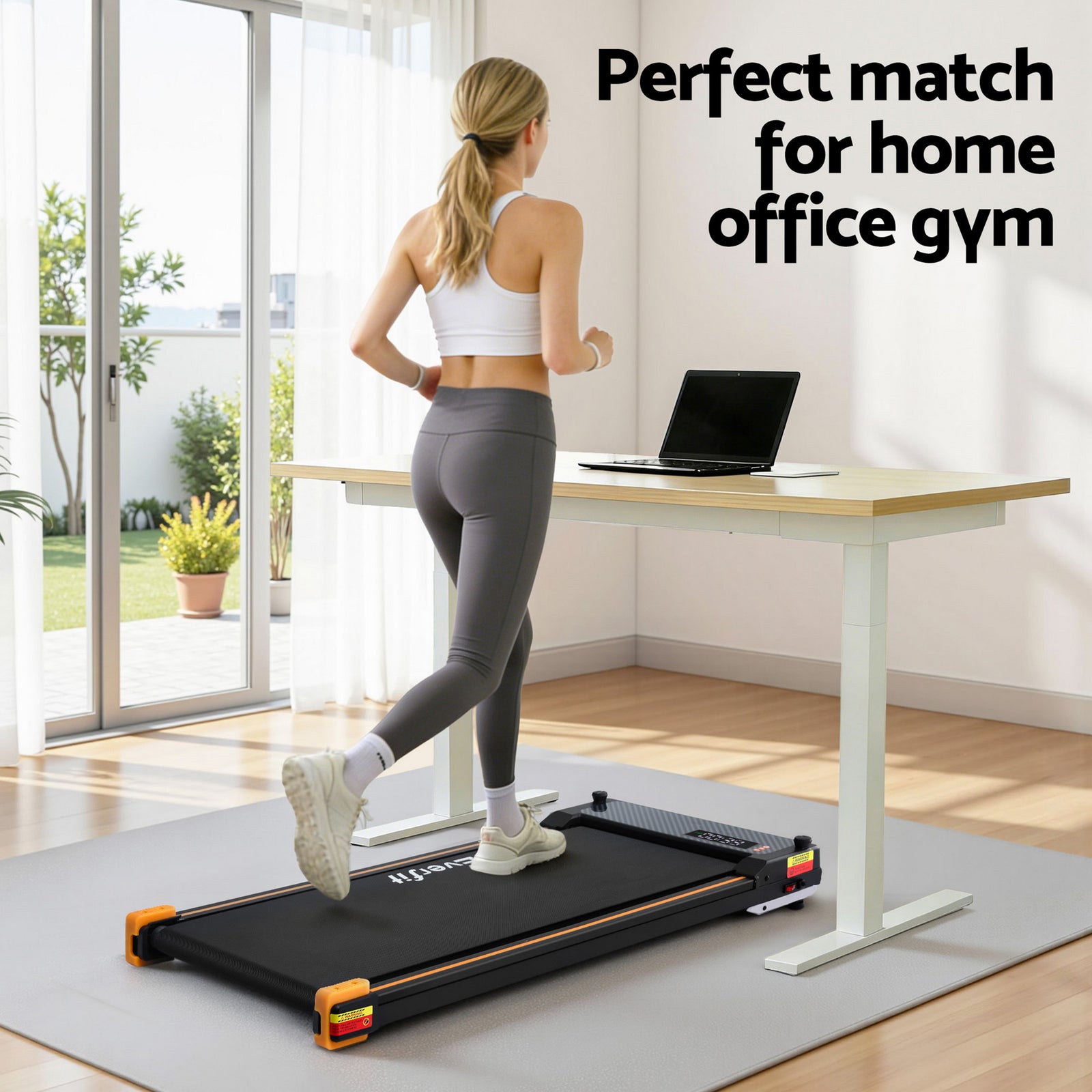 Everfit 2 Side Walking Pad Treadmill with Massage Function Fitness 380mm Black