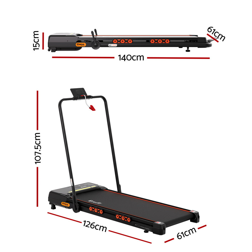 Everfit Treadmill Electric Walking Pad Auto Incline Foldable for Home Gym Black