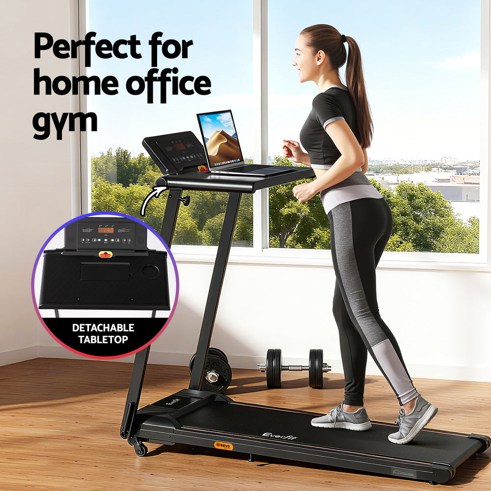 Everfit Treadmill Electric Walking Pad Foldable Incline for Home Office Gym Black