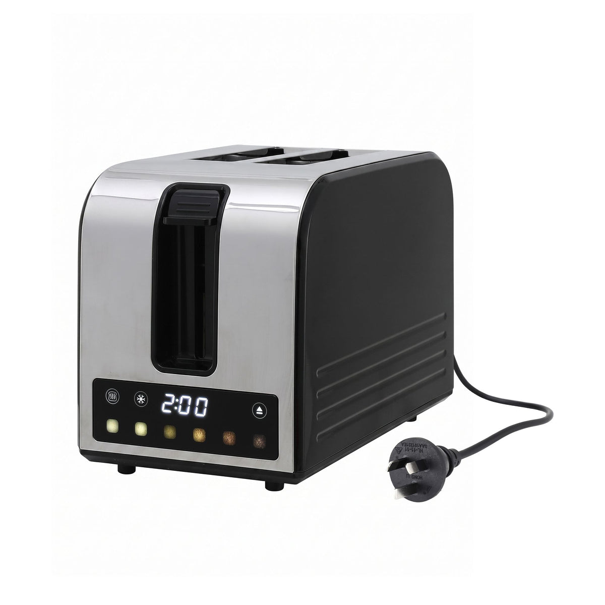 Devanti 2-Slice Toaster, LED Display 3.5cm Wide Slots 6 Browning Levels