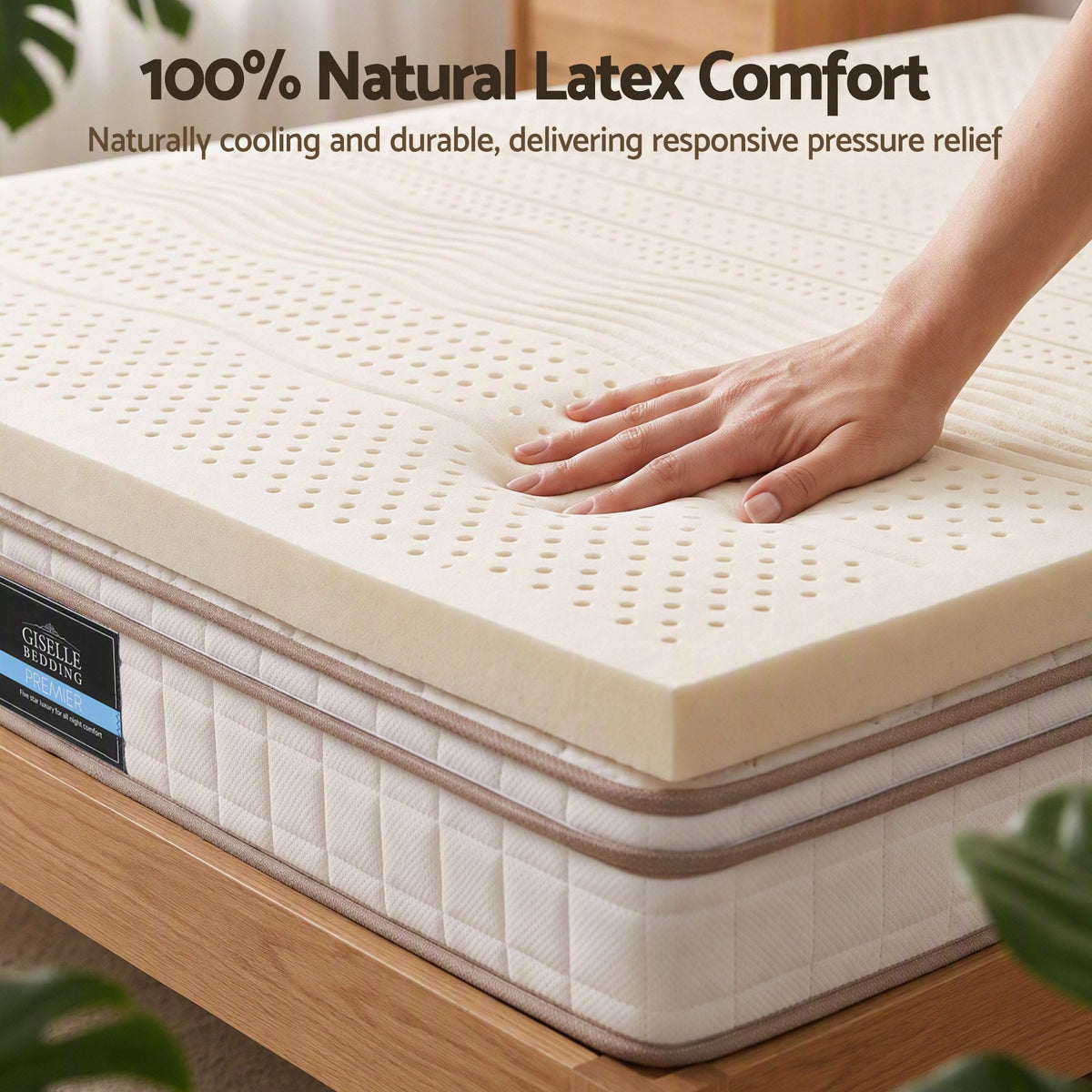 Giselle Bedding Queen Latex Mattress Topper 7-Zone Natural Latex Core Breathable 5cm