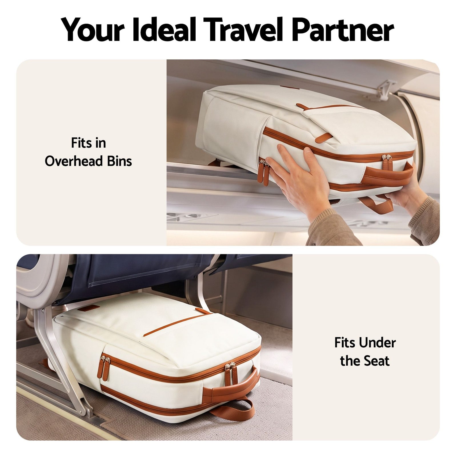 Wanderlite 20L Travel Laptop Backpack Carry On Work Bag with USB Port for Airlines Outdoor Business Beige