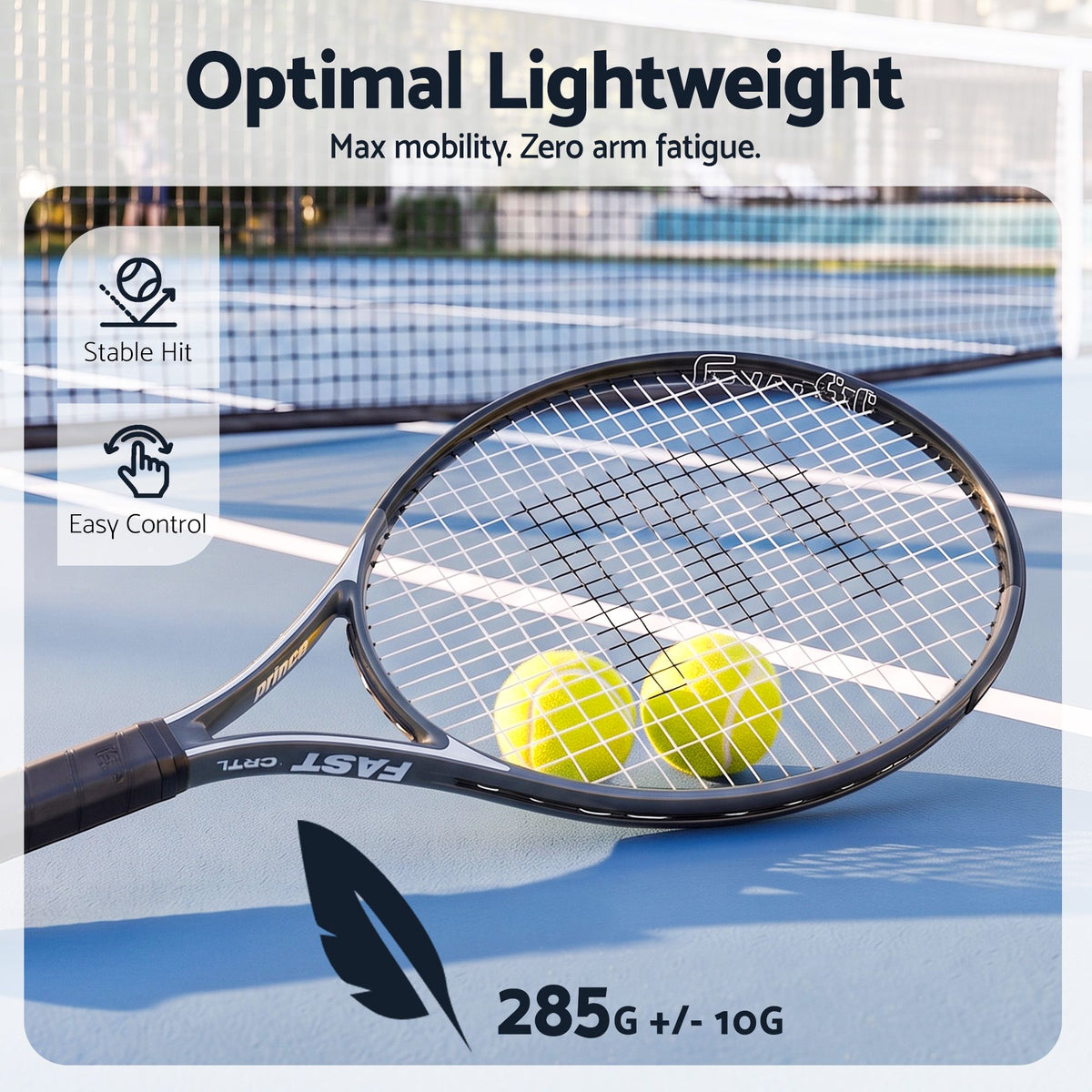 Everfit 27 Inch Tennis Racket Lightweight Racquet for Beginner Adult Players Black
