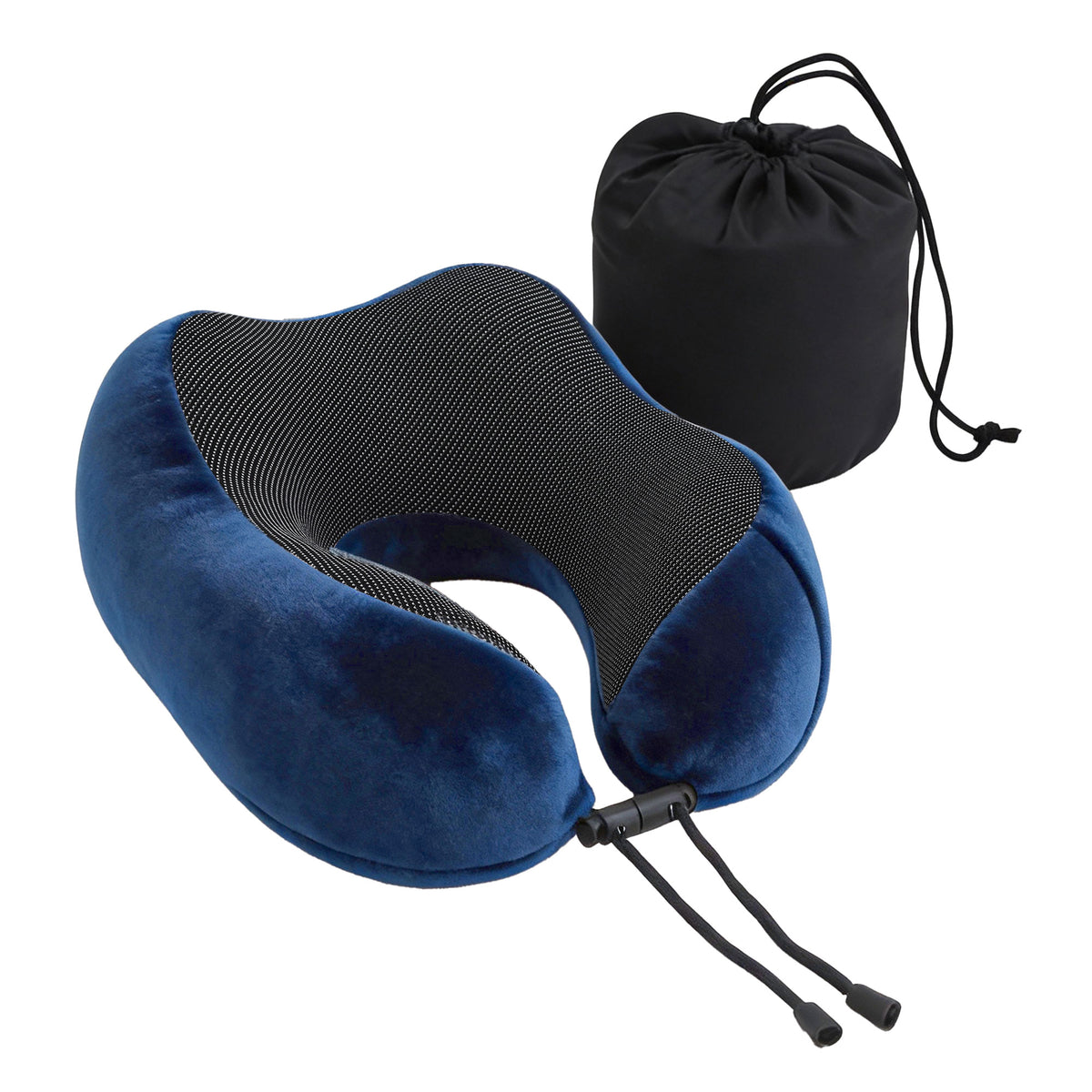 Wanderlite Travel Pillow for Airplanes Memory Foam Neck Pillows for Traveling, Soft &amp; Washable Cover with Storage Bag, Portable Plane Accessories for Airplanes Offices Cars, Blue