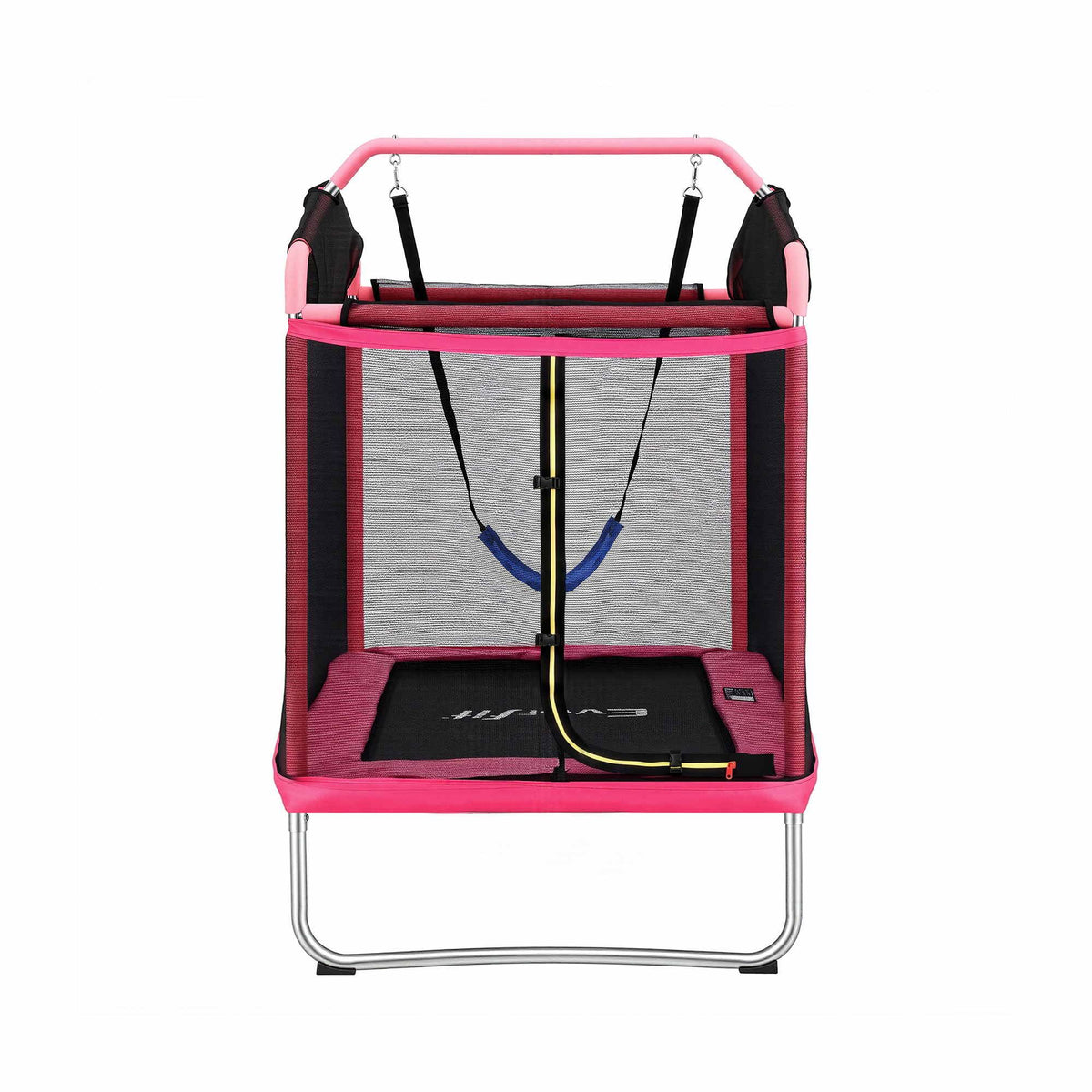 Everfit 3-in-1 Kids Rectangle 6FT Trampoline Rebounder with Swing Belt Pink