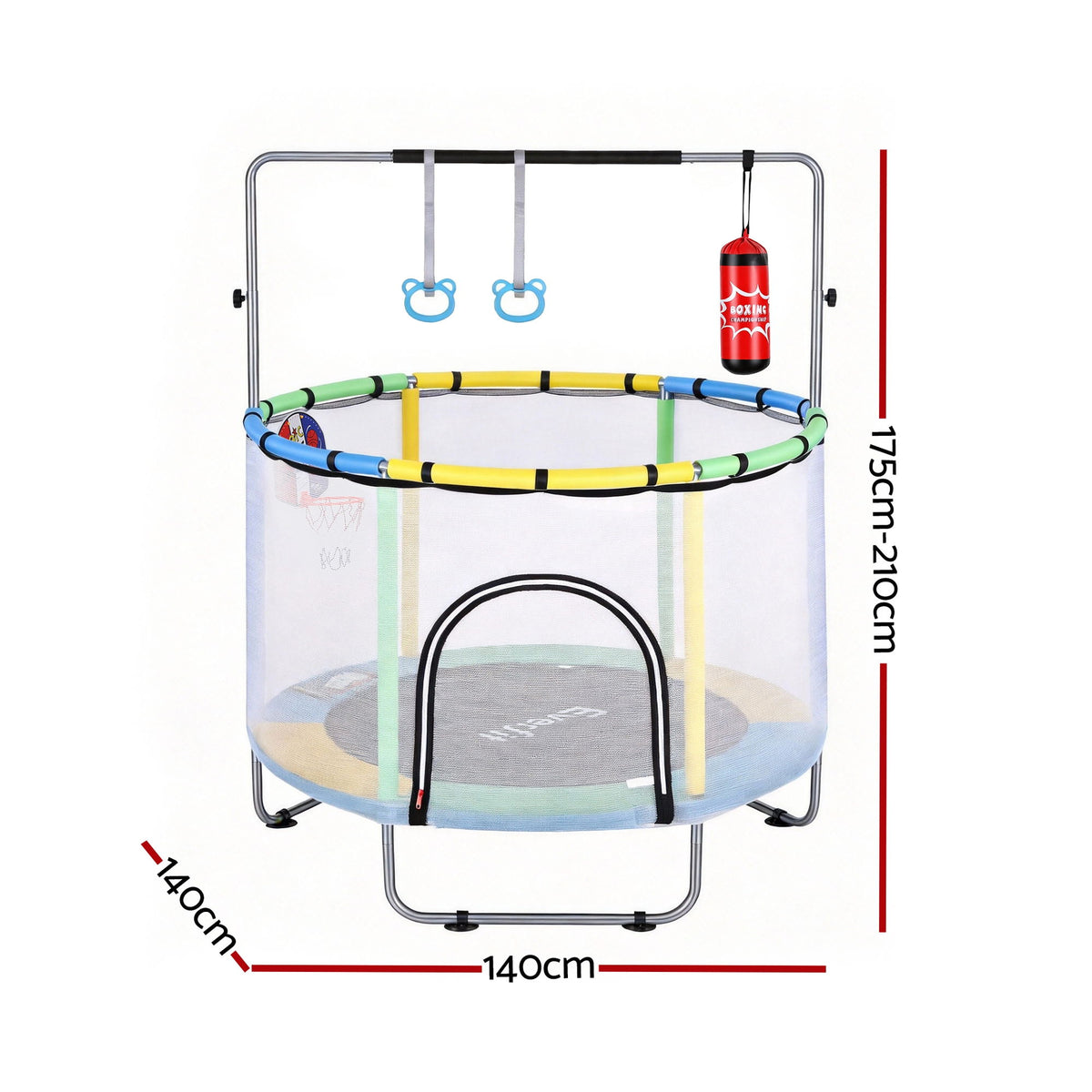 Everfit 55inch Trampoline Kids Rebounder with Basketball Set Sandbag Boxing Game