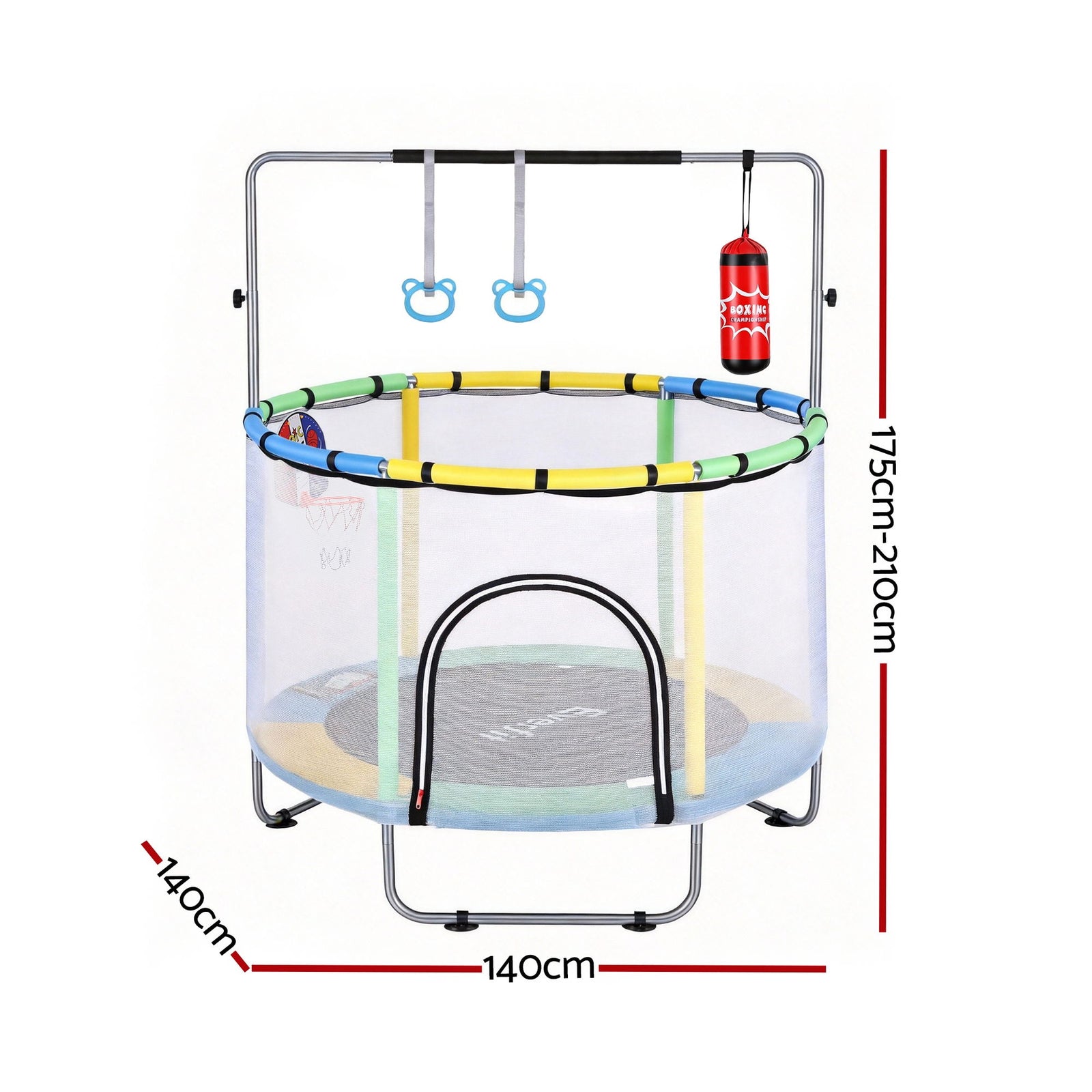 Everfit 55inch Trampoline Kids Rebounder with Basketball Set Sandbag Boxing Game