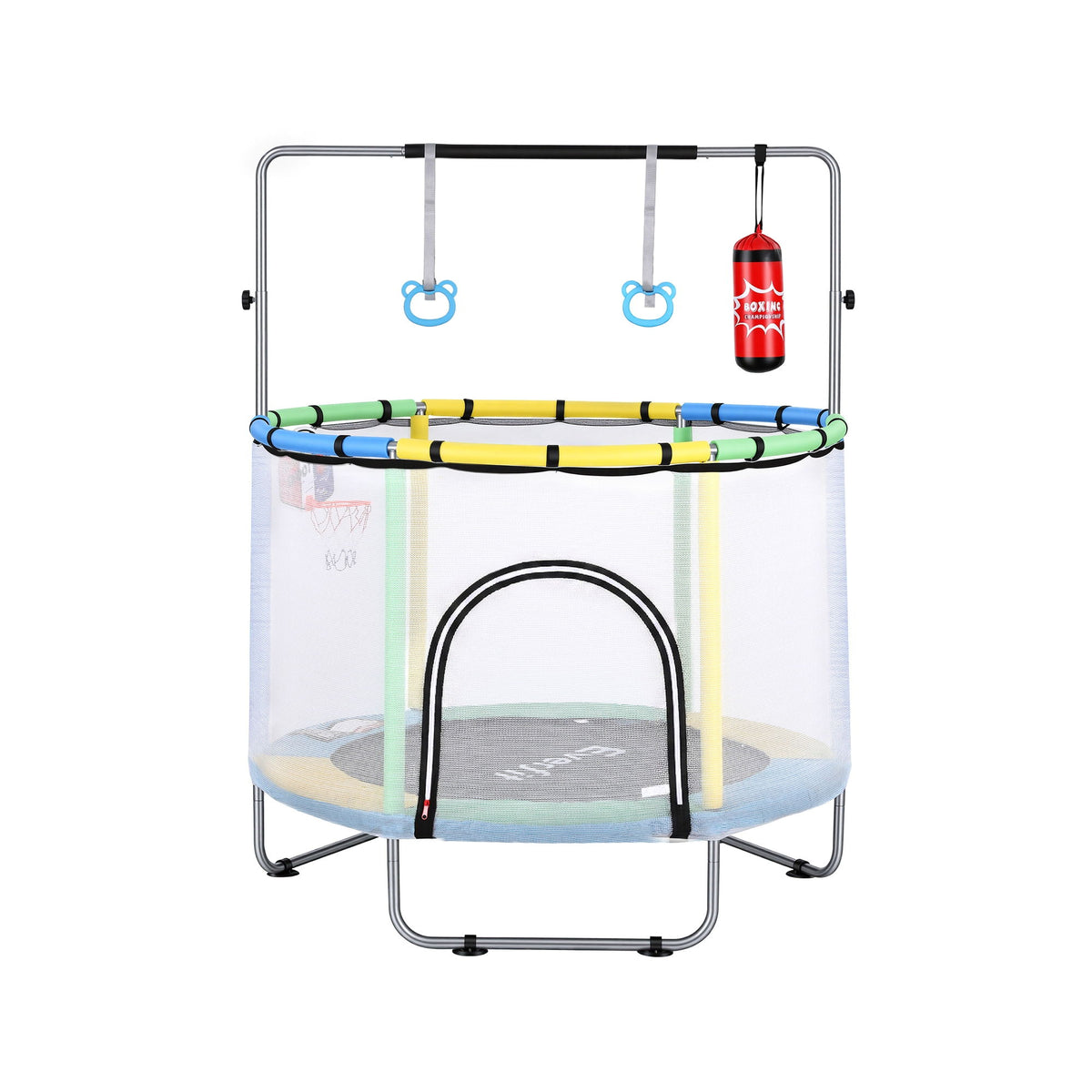 Everfit 55inch Trampoline Kids Rebounder with Basketball Set Sandbag Boxing Game