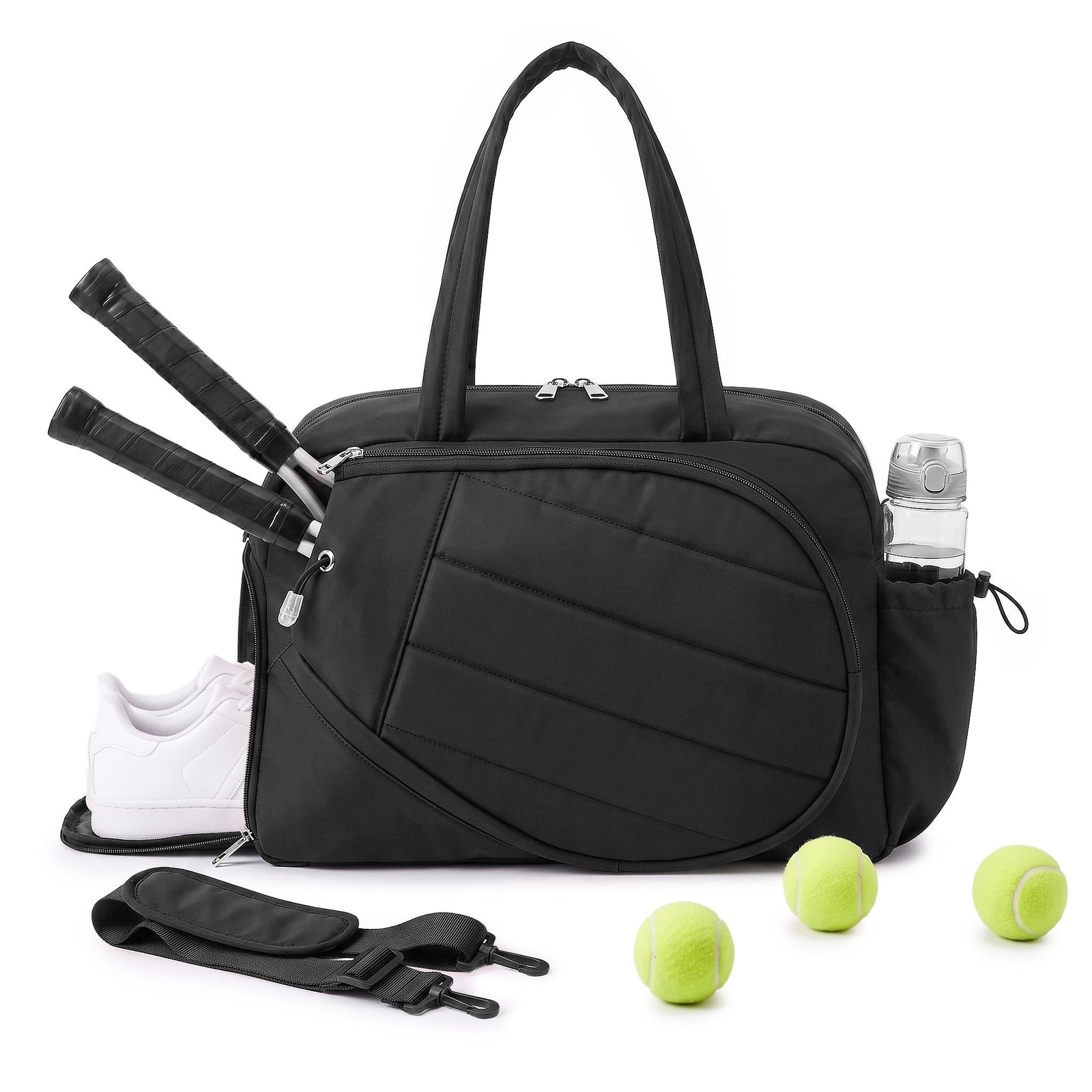 Everfit Tennis Tote Bag Gym Bag Sports Duffle Bags Holds 2 Rackets Black