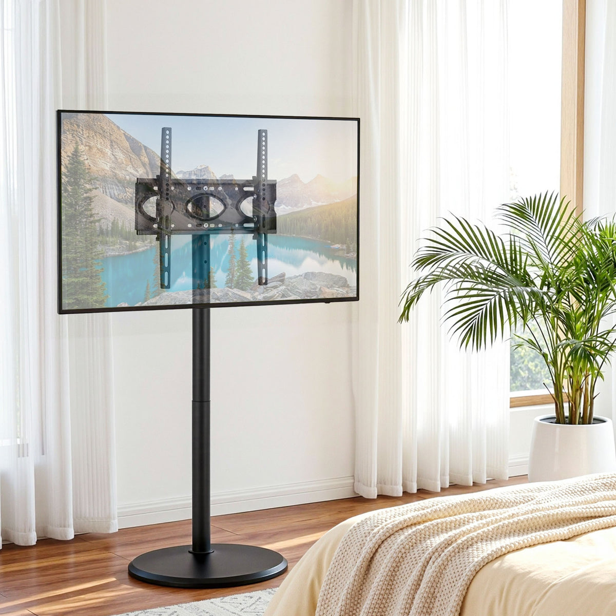 Artiss 32-55 Inch Mobile TV Stand with Wheels Height &amp; Tilt Adjustable Floor Mount