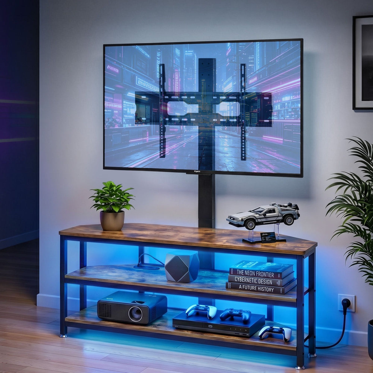 Artiss Corner TV Stand 32-70" w/ Mount LED Lights &amp; Power Outlet Space Saving