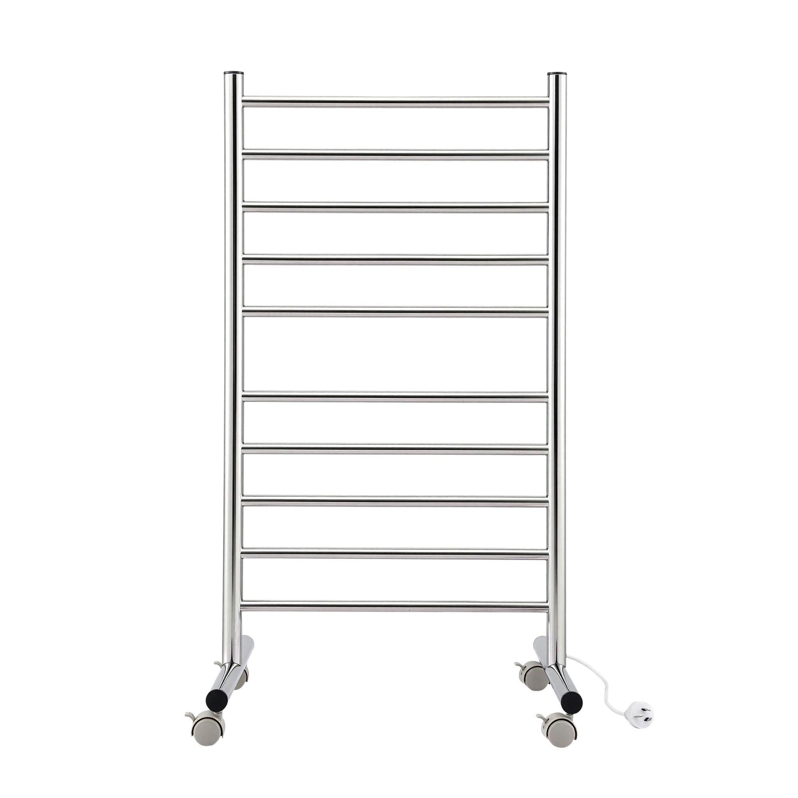 Devanti 10-Bar Freestanding Heated Towel Rail 3-5 Mins Fast Heating Electric Towel Warmer for Bathroom Winter Drying Stainless Steel Plug In 100W