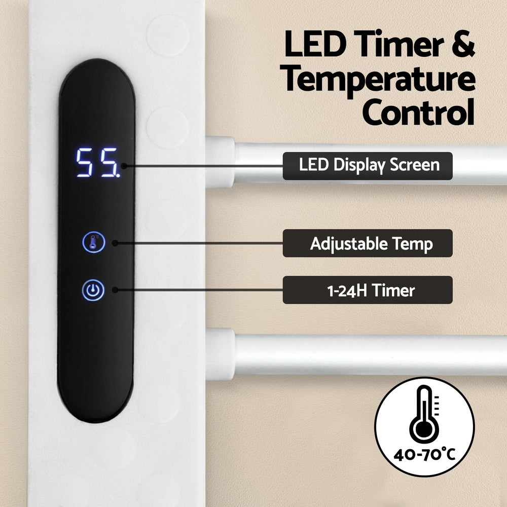 Devanti Foldable Electric Heated Towel Rail Rack with 24H Timer