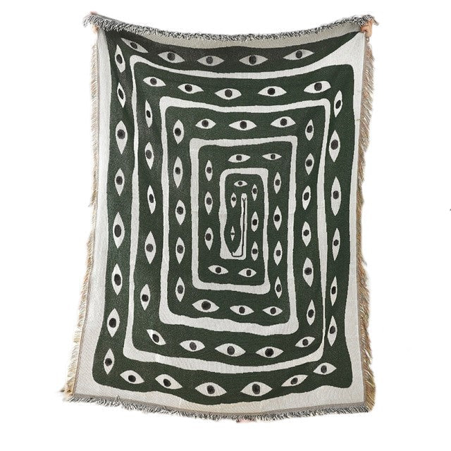 Anyhouz Green Blanket Eye Snake Throw Blanket Home Decor Carpet Wall Hanging Outdoor Camping Picnic Mat Beach Mat