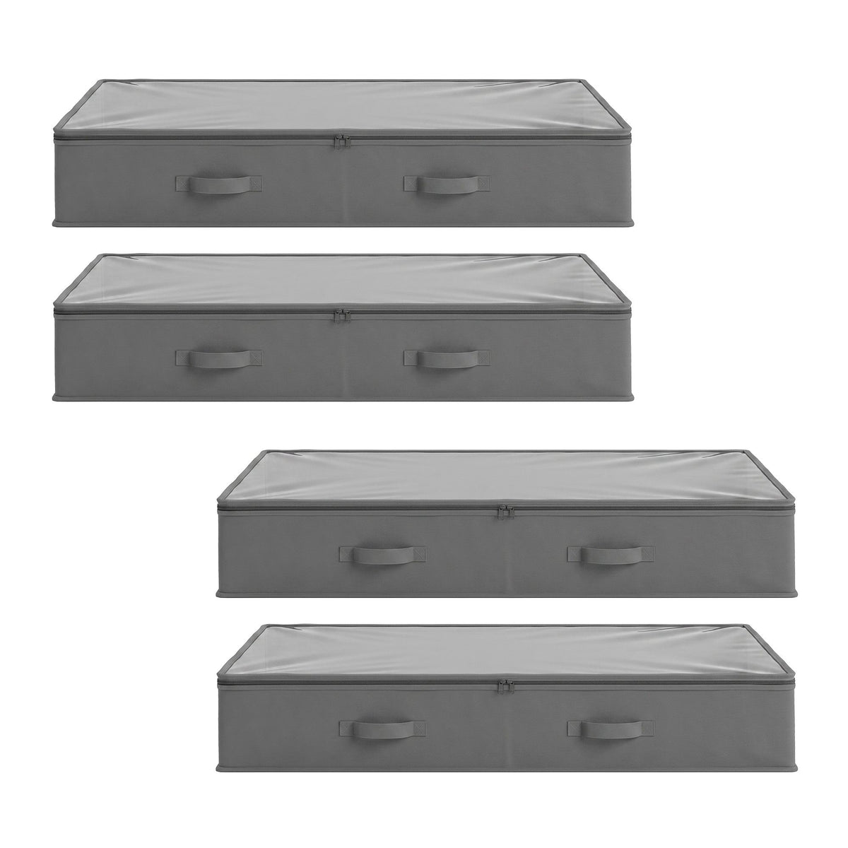 Artiss Under Bed Storage Containers X4 90L Boxes Organiser Clear Top Fabric Grey