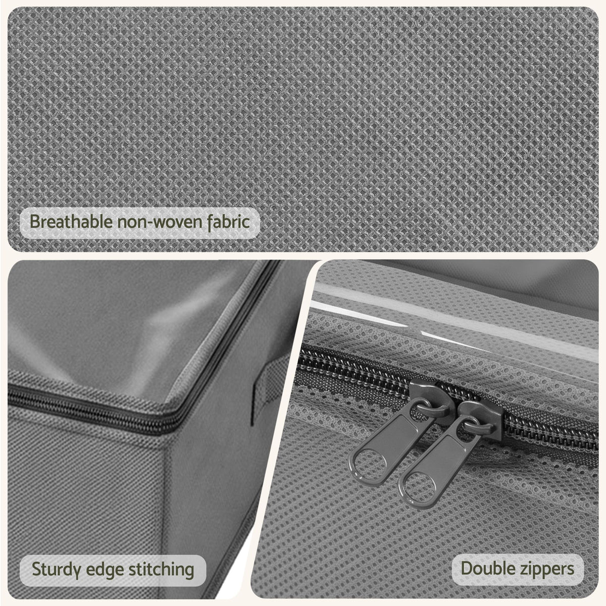Artiss Under Bed Storage Containers X4 90L Boxes Organiser Clear Top Fabric Grey