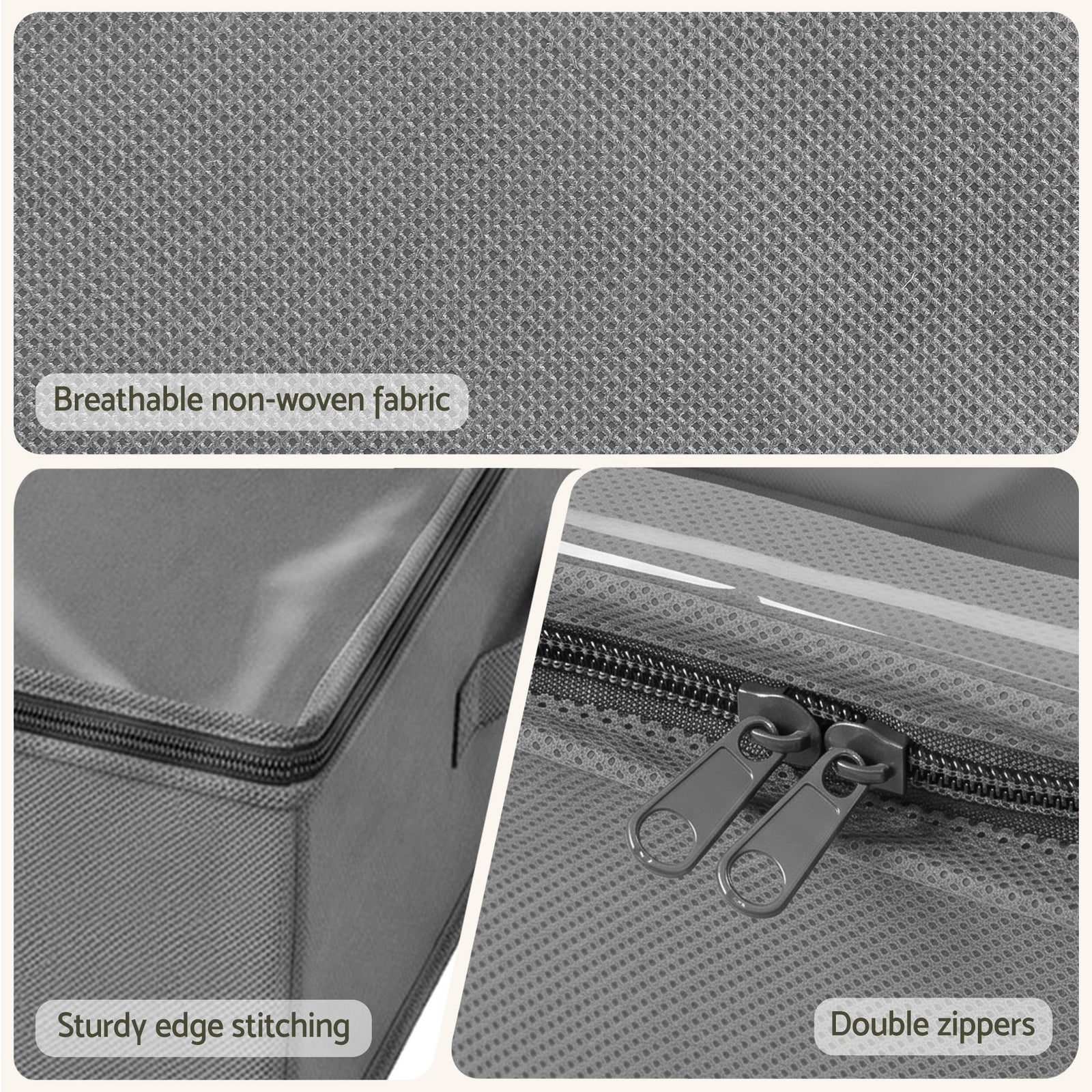 Artiss Under Bed Storage Containers X4 90L Boxes Organiser Clear Top Fabric Grey