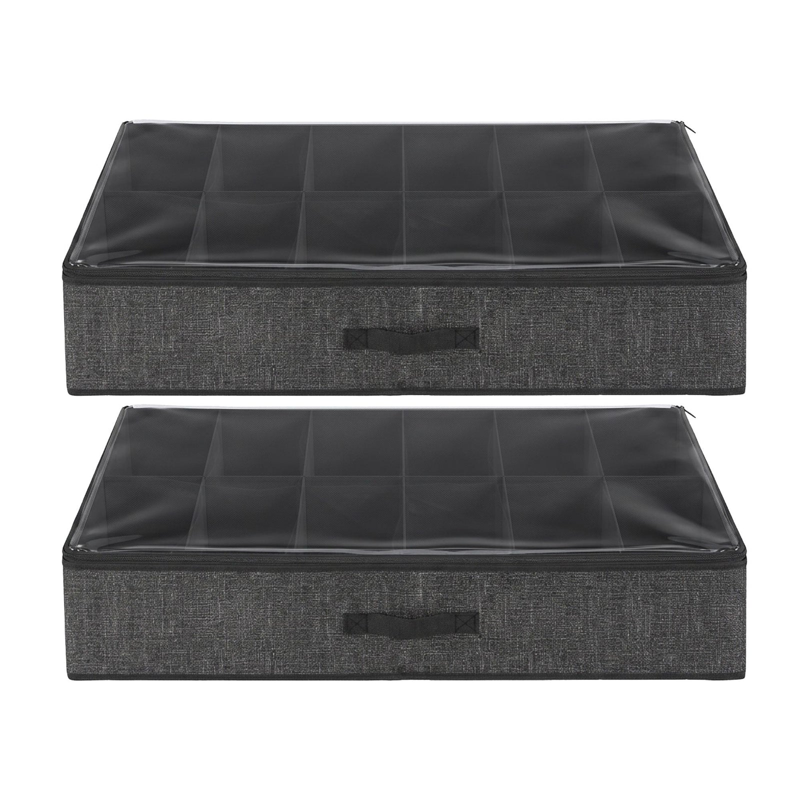 Artiss Under Bed Shoe Storage Containers X2 Box Organiser 12 Pairs Fabric Grey