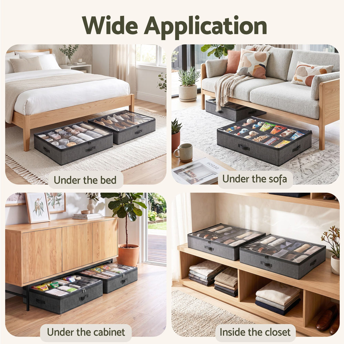 Artiss Under Bed Shoe Storage Containers X2 Box Organiser 12 Pairs Fabric Grey