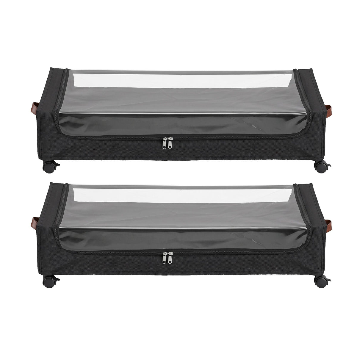 Artiss 2X Under Bed Storage Containers 48L Clothes Organiser Wheels Oxford Black