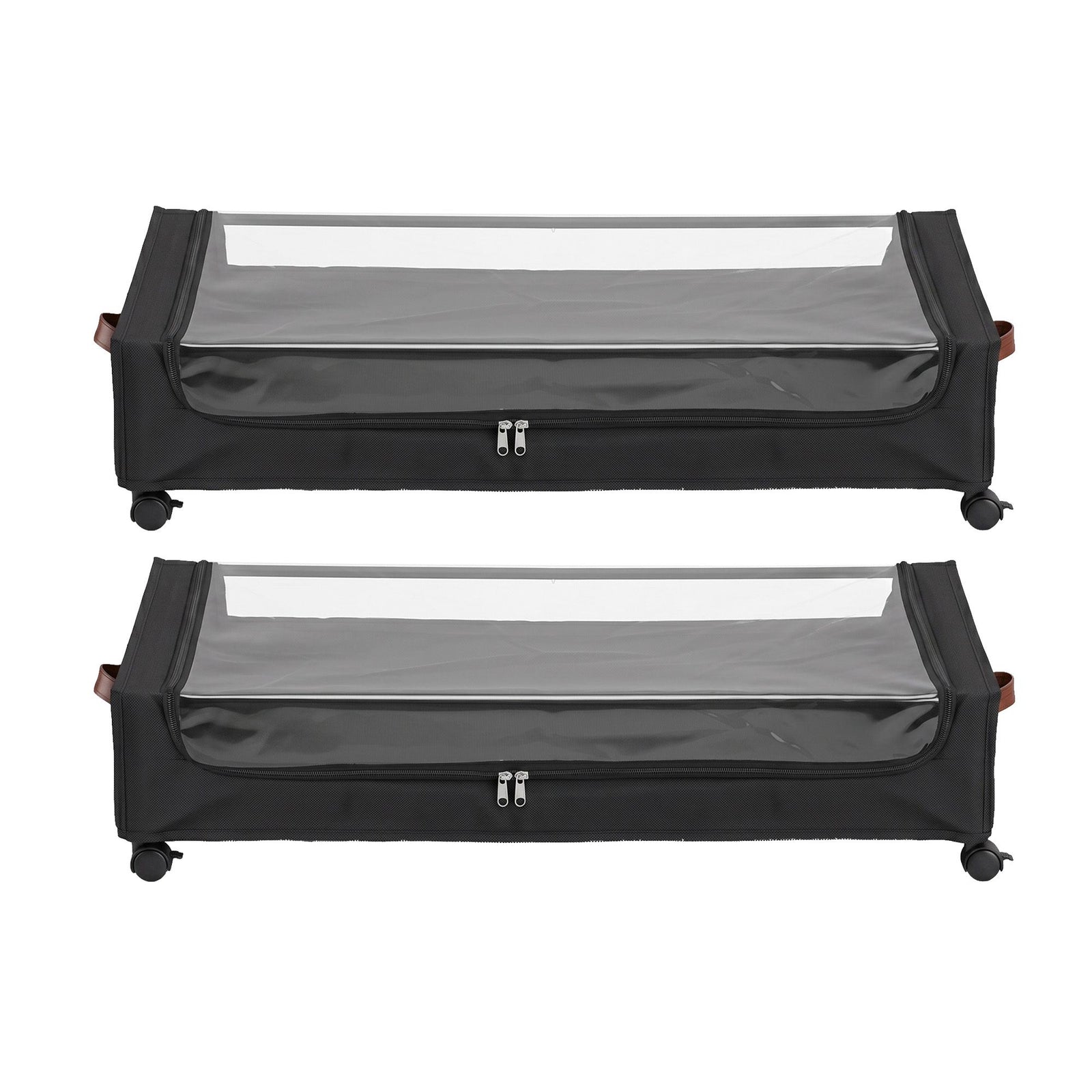 Artiss 2X Under Bed Storage Containers 48L Clothes Organiser Wheels Oxford Black