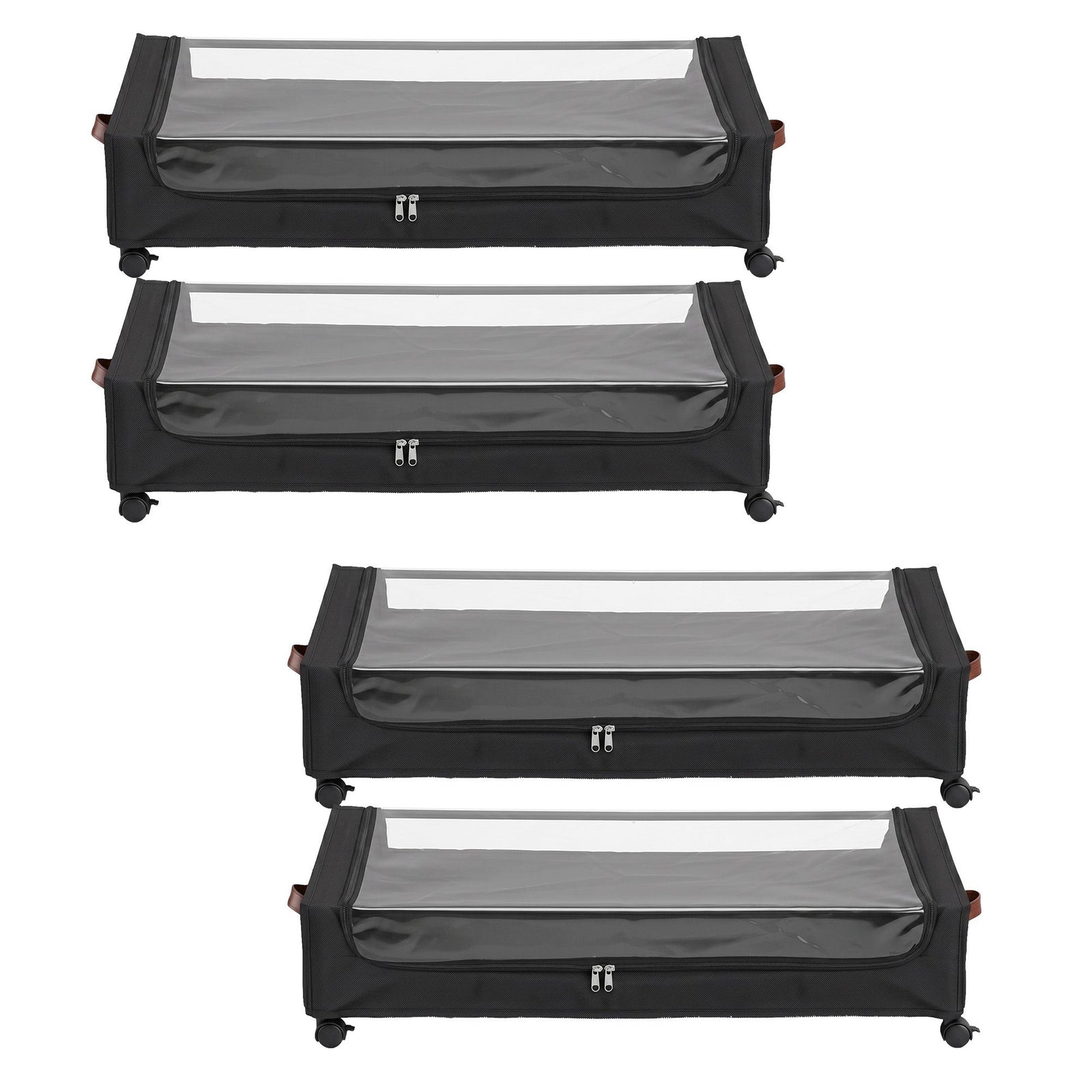 Artiss 4X Under Bed Storage Containers 48L Clothes Organiser Wheels Oxford Black