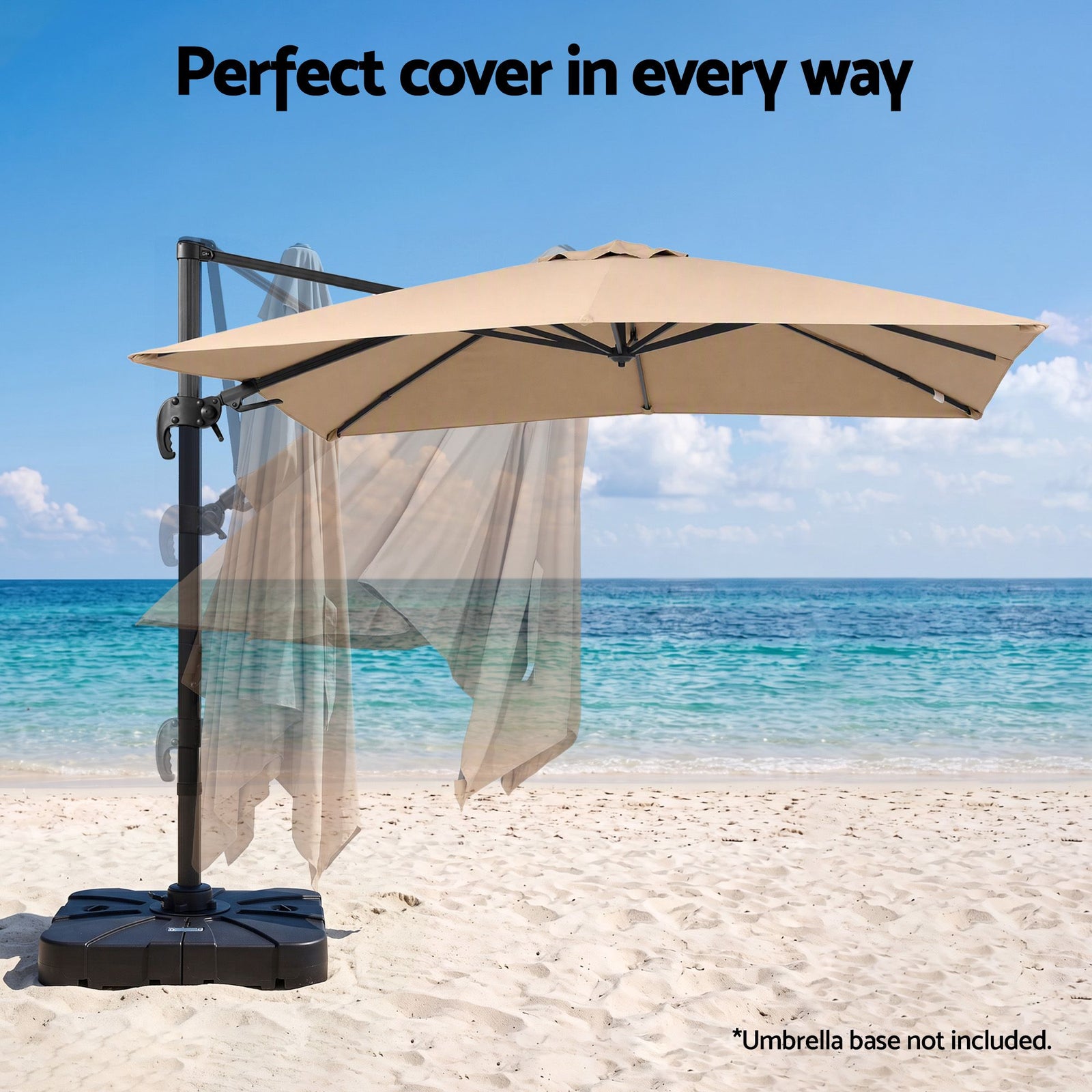 Instahut Outdoor Umbrella 3m Left-right Tilting Cantilever Patio Parasol Beige