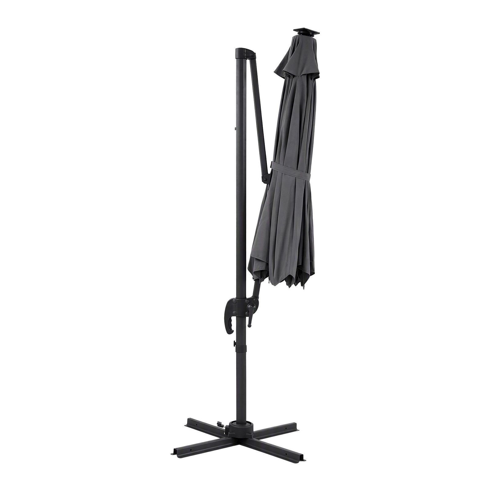 Instahut Outdoor Umbrella 3m Solar LED Offset Cantilever Patio Parasol Charcoal