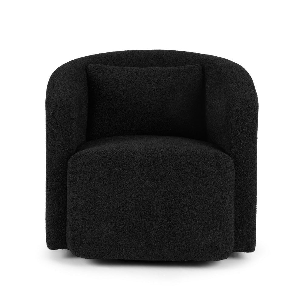 Artiss Round Swivel Armchair Sherpa Fleece Black