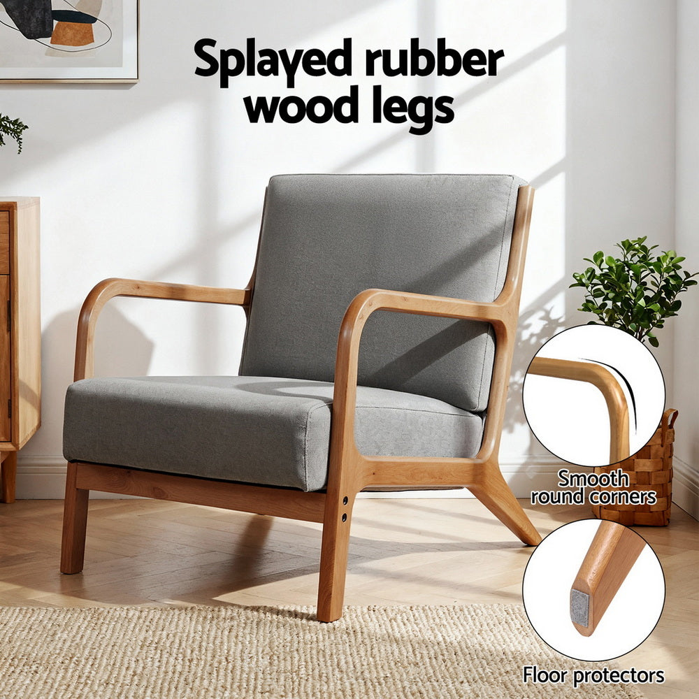 Artiss Armchair Fabric Light Grey