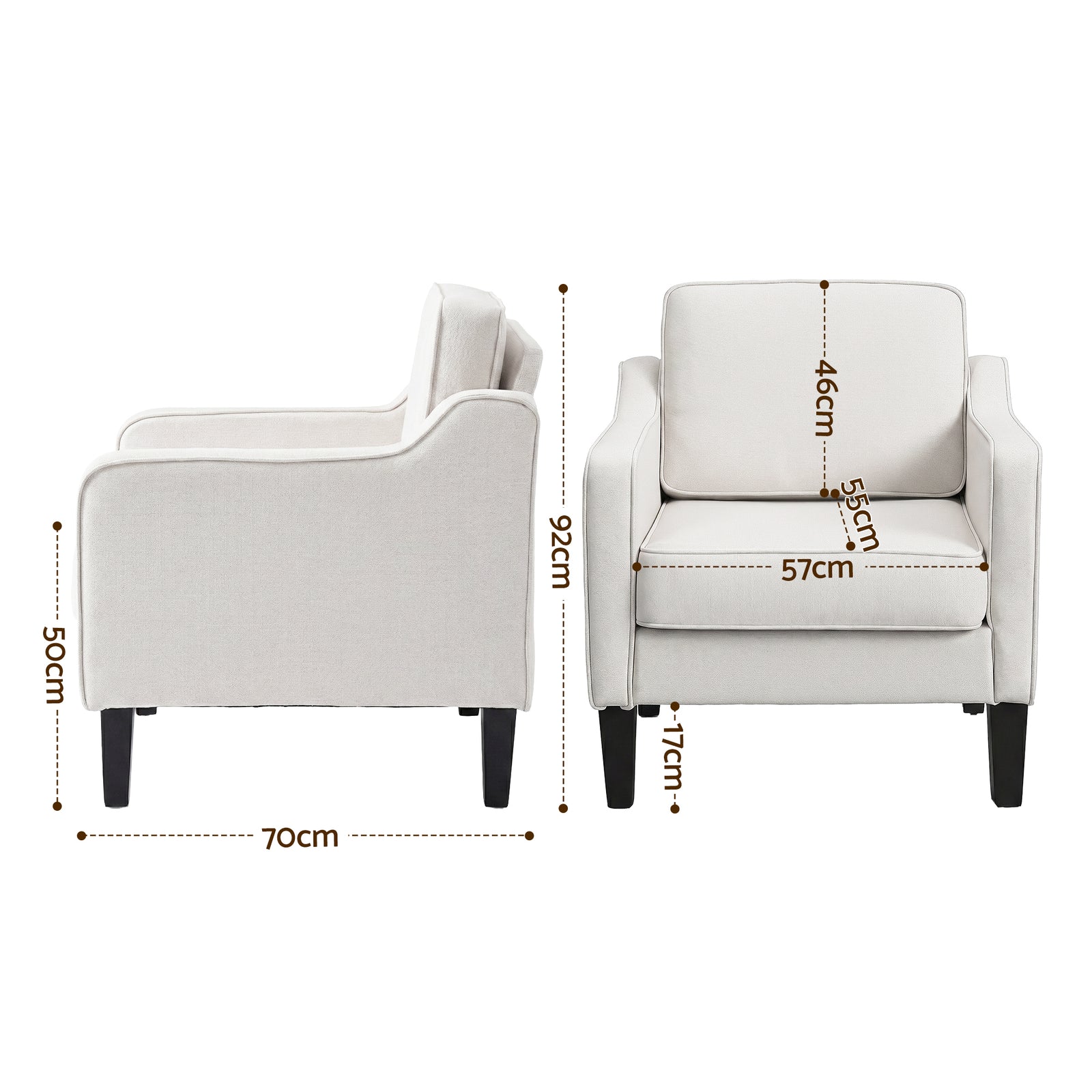 Artiss Armchair Lounge Accent Chair Linen Fabric Beige