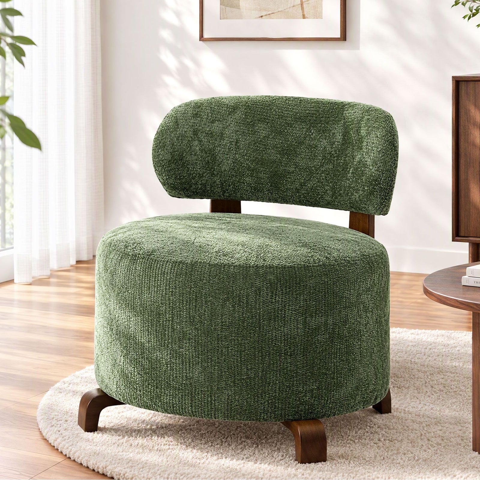Artiss Armchair Occasional Chair Linen Upholstered Curved Backrest Green
