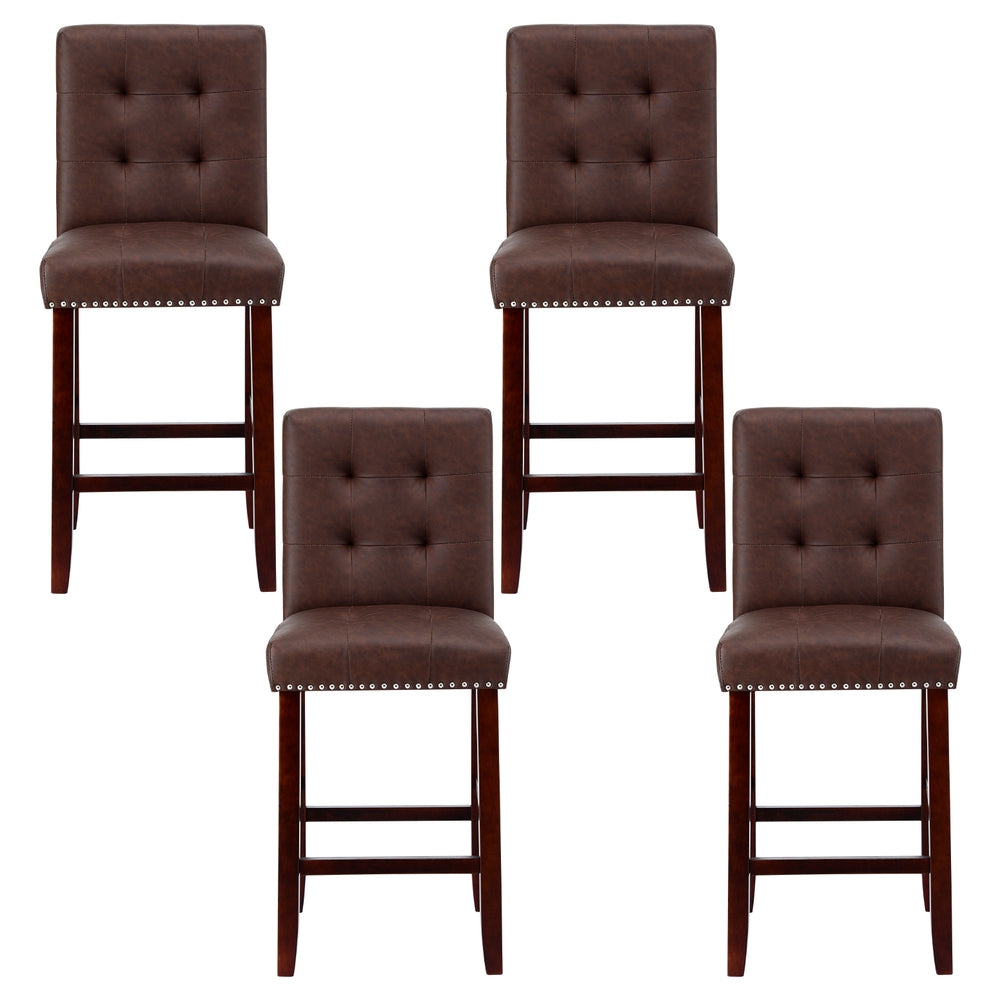Artiss 4x Bar Stools Kitchen Dining Chairs Counter PU Leather Wooden Ada Brown