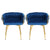 1 Set of 2 Artiss Dining Chairs Velvet Weaving Armchair Blue