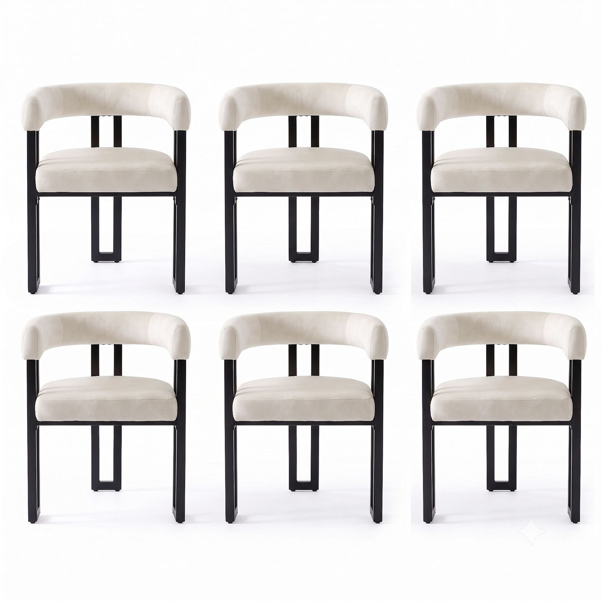 Artiss Dining Chairs Set of 6 Velvet Upholstered Barrel Chairs with Curved Armrests & Back Beige