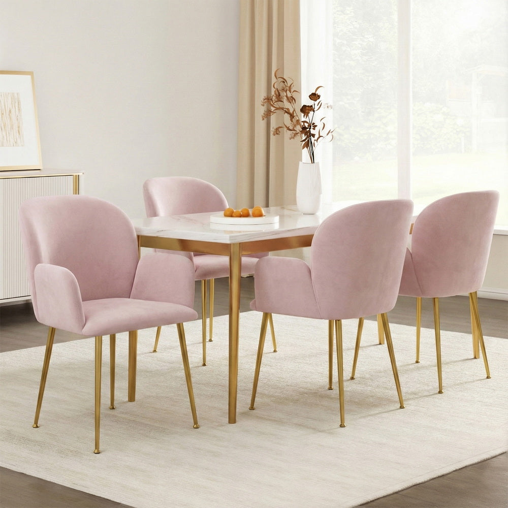 Artiss Dining Chairs Set of 4 Velvet Armchair Pink