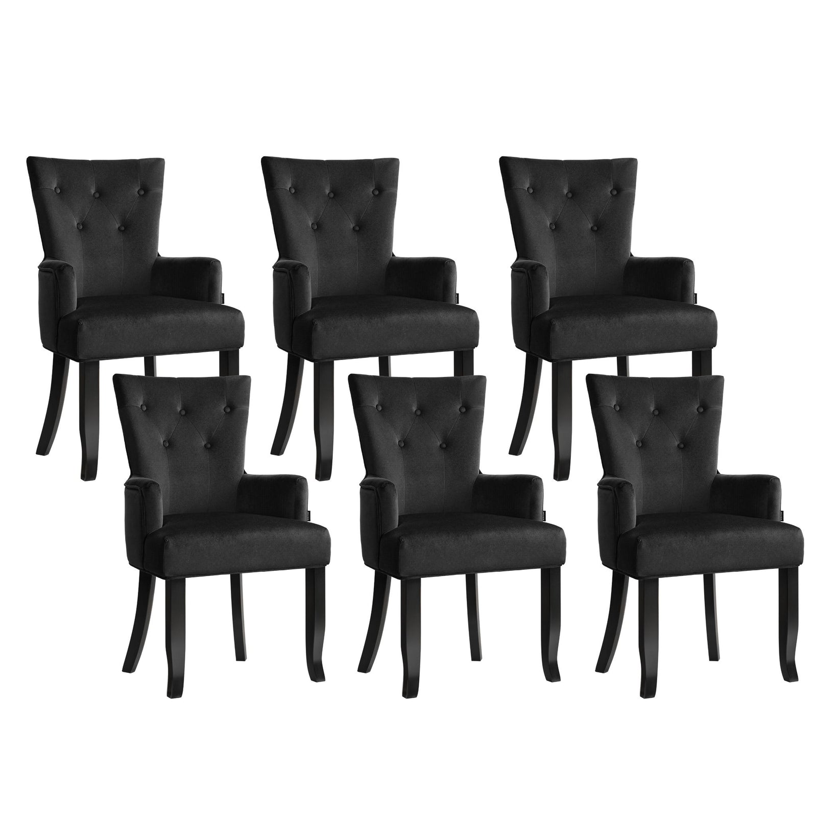 6x Artiss Dining Chairs Velvet French Provincial Armchair Black