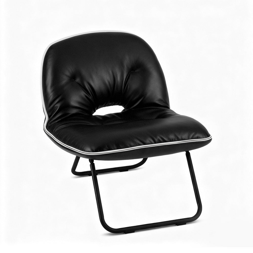 Artiss Foldable Chair 2-In-1 Armchair Lounge Chair Portable Black
